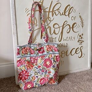 Vera Bradley Hope Garden tote with pouch USED estate sale find floral bag purse